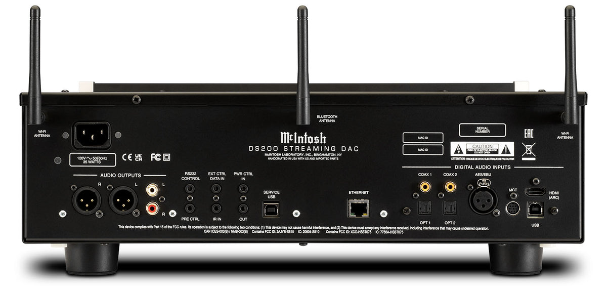 McIntosh DS200 Streaming DAC, rear view
