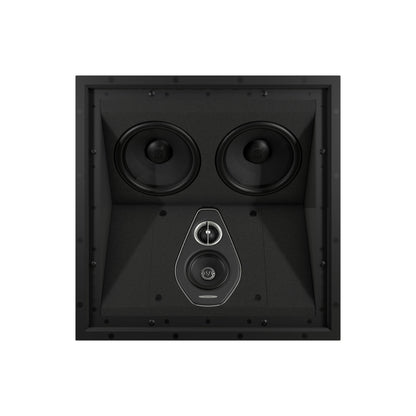 A front view of the Sonus faber PC-664P custom installation 3-way point in-ceiling speaker from the Palladio collection in black without the grille.