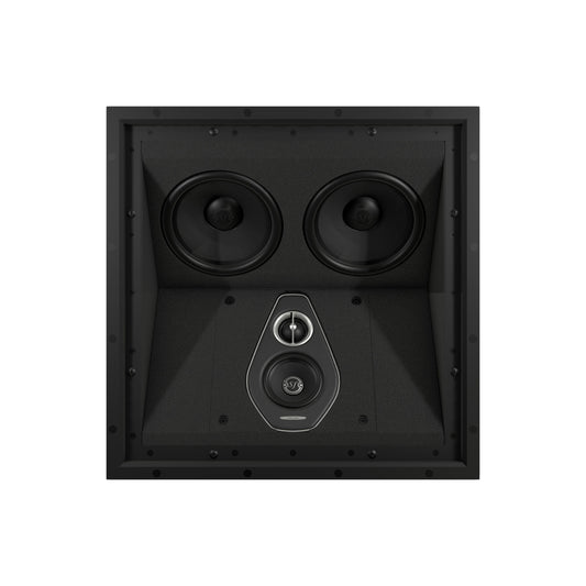 A front view of the Sonus faber PC-664P custom installation 3-way point in-ceiling speaker from the Palladio collection in black without the grille.