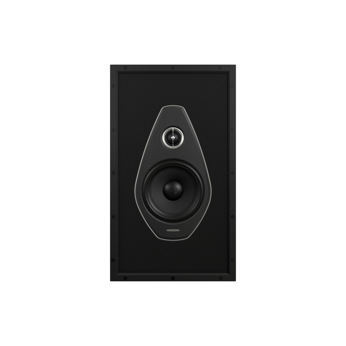 A front view of the Sonus faber PW-662 custom installation 2-way in-wall speaker from the Palladio collection in black without the grille