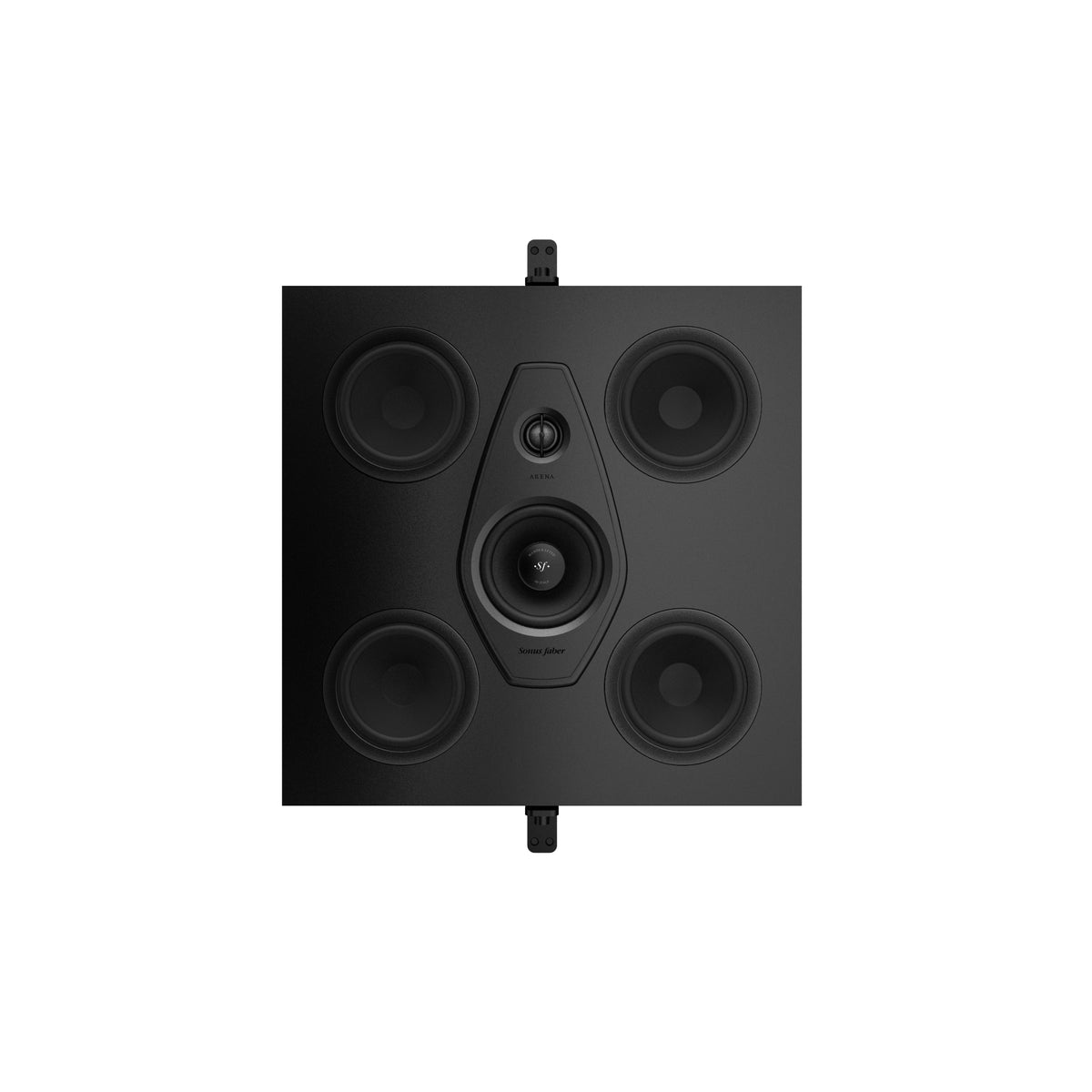 A front view of the Sonus faber Arena 10 3-way in-ceiling / in-wall speaker without the grille.