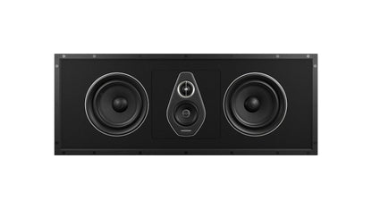 Sonus faber PL-664: 3-way left/right/center in-wall speaker without the grille, revealing intricate details and design features.