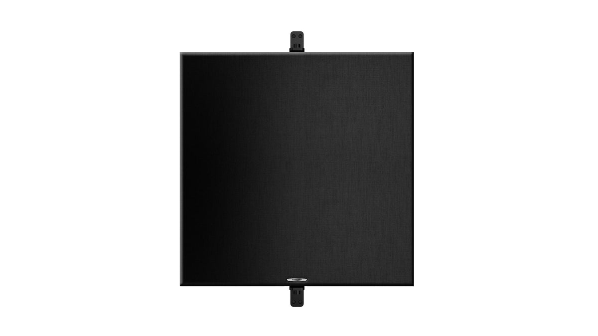 Sonus faber Arena 10 3-way in-wall/in-ceiling speaker featuring the optional square magnetic grille, crafted to protect the speaker.