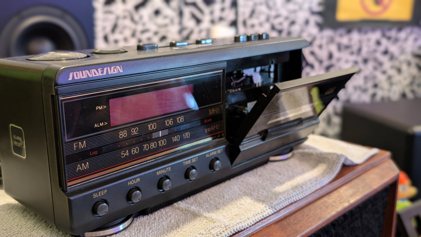 SoundDesign 3827BLK Cassette Alarm Clock Radio (1989)