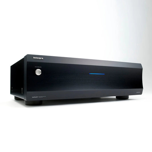 Integra ADM-20.4 2-channel power amplifier, front right angle