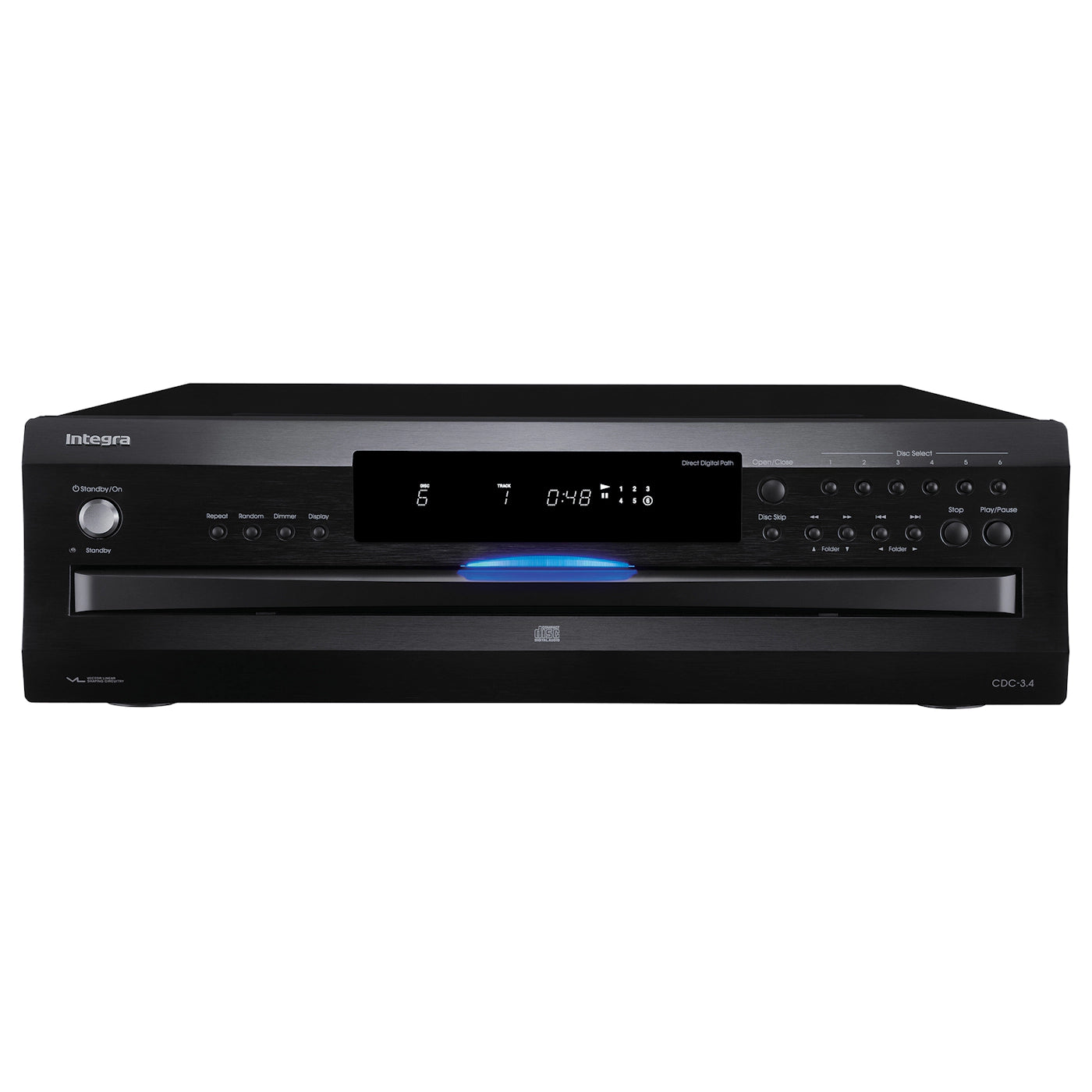 Integra CDC-3.4 6-disc CD changer front panel with disc tray