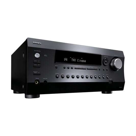 Integra DRX-5.4 AV receiver in black, front-right angle