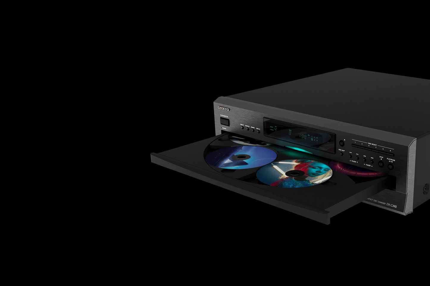 Onkyo DX-C390 open 6-disc carousel changer mechanism