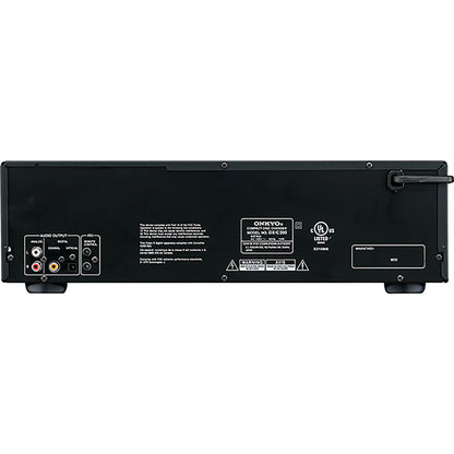 Onkyo DX-C390 rear panel showing analog and digital outputs