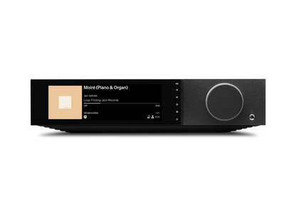 Cambridge Audio Evo 300 premium streaming amplifier in black, front view