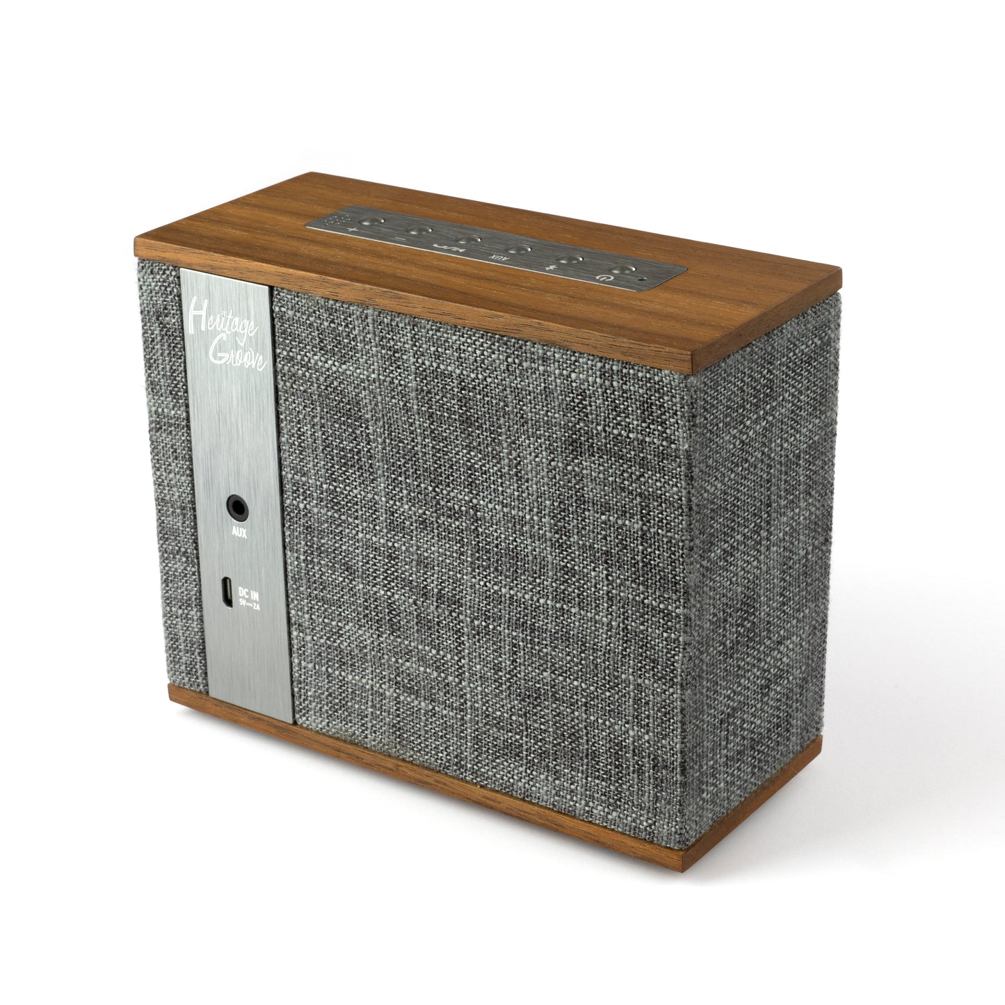 Klipsch Heritage Groove portable speaker in walnut, rear view