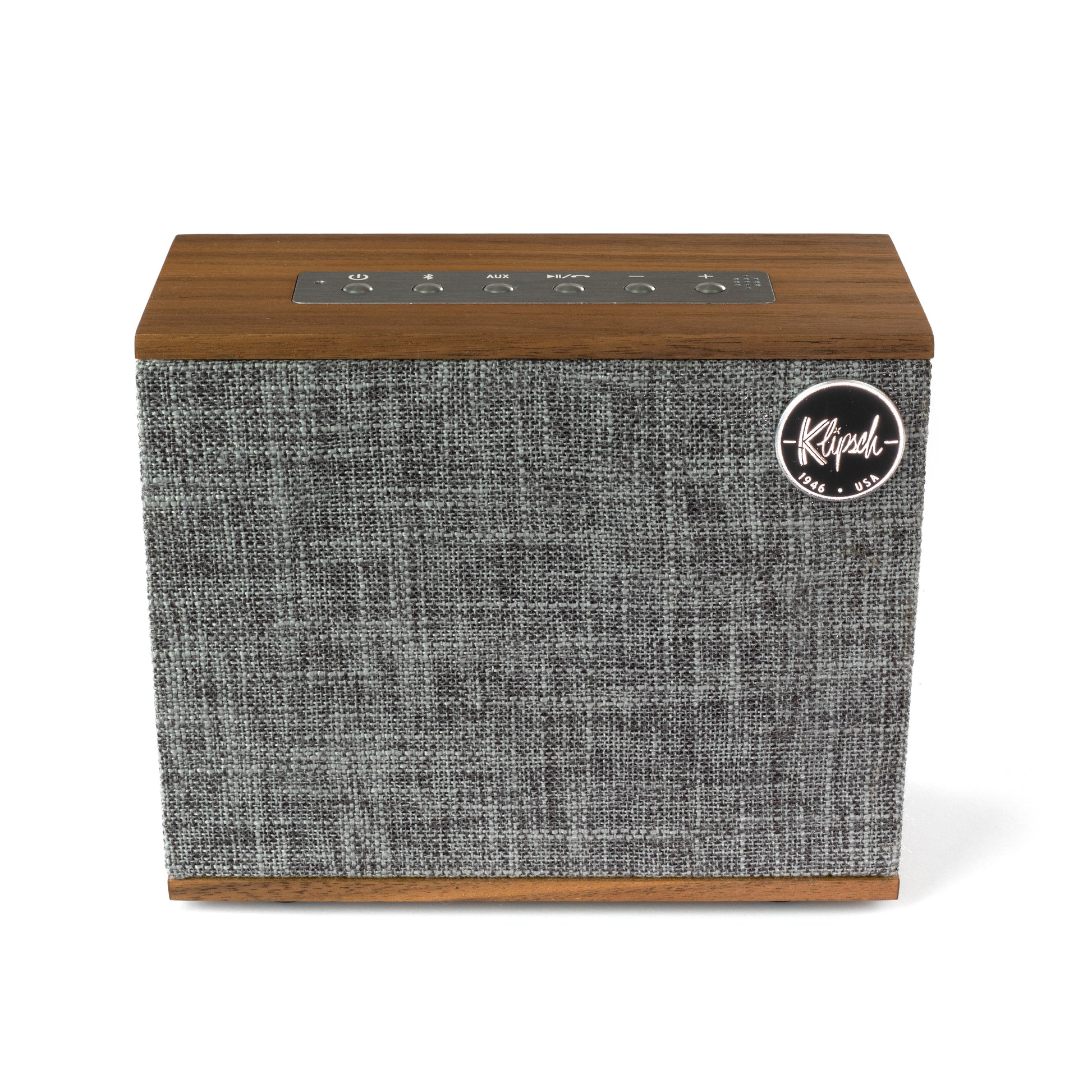 Klipsch Heritage Groove portable speaker in walnut, front view