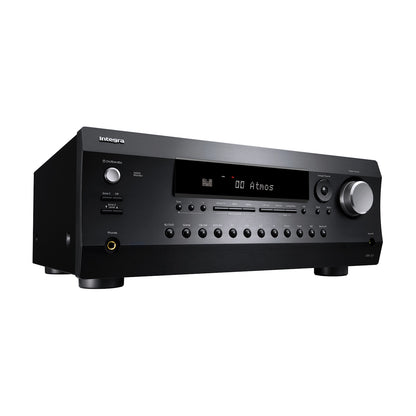 Integra DRX-2.4 AV receiver in black, front-right angle
