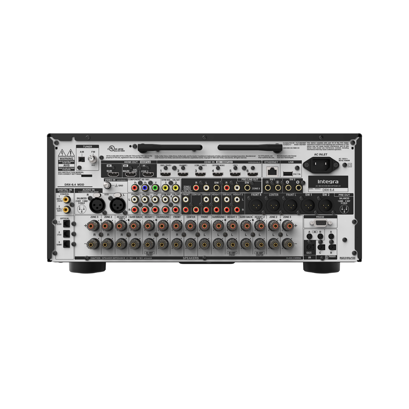 Integra DRX-8.4 AV receiver rear panel connections