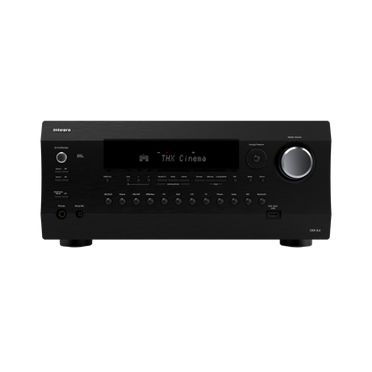 Integra DRX-8.4 AV receiver in black, straight-on front panel