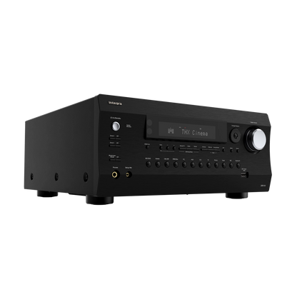 Integra DRX-8.4 AV receiver in black, front hero view