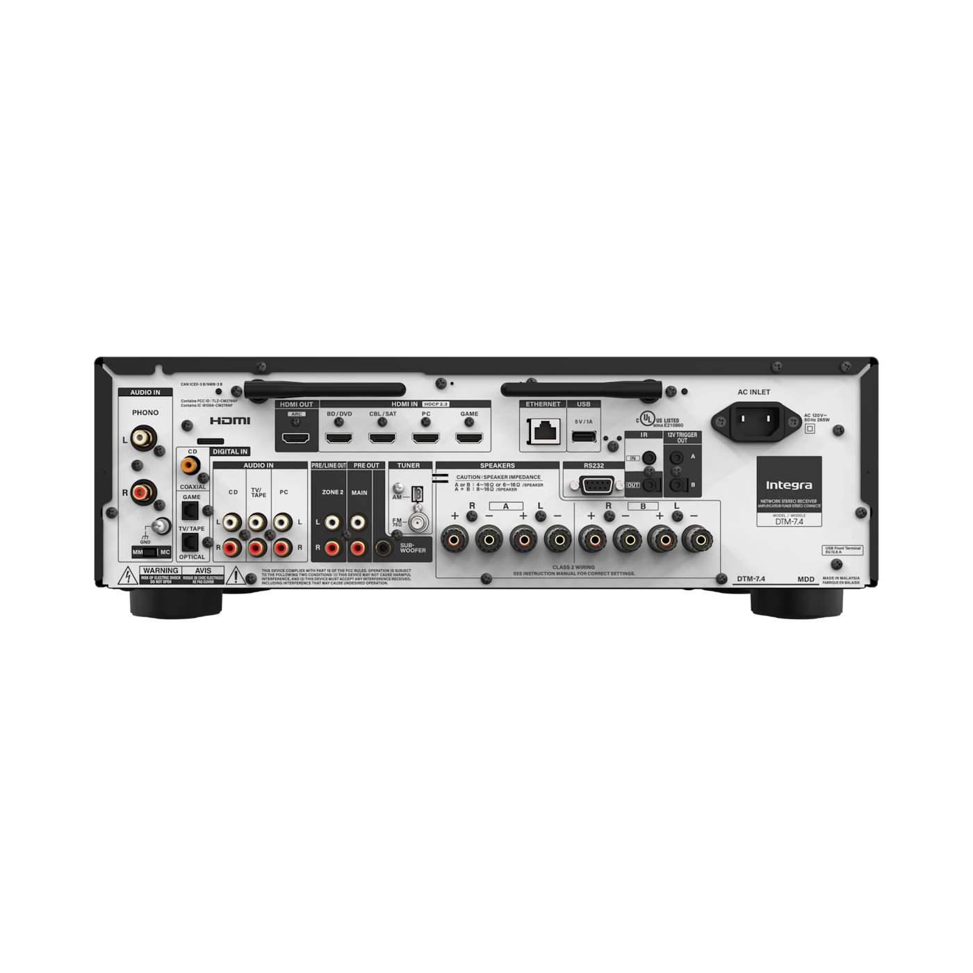 Integra DTM-7.4 network stereo receiver rear panel connections