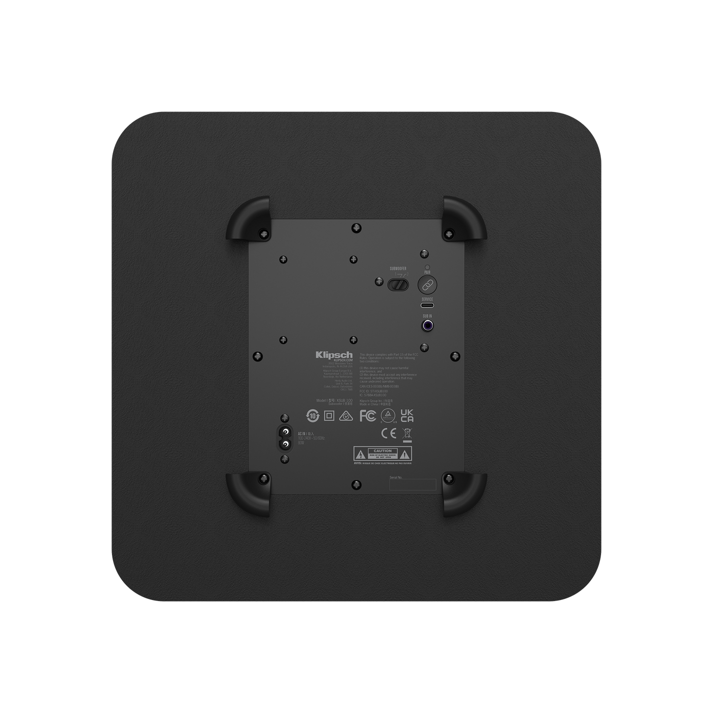 Klipsch Flexus Sub 100 wireless subwoofer in Black, rear panel