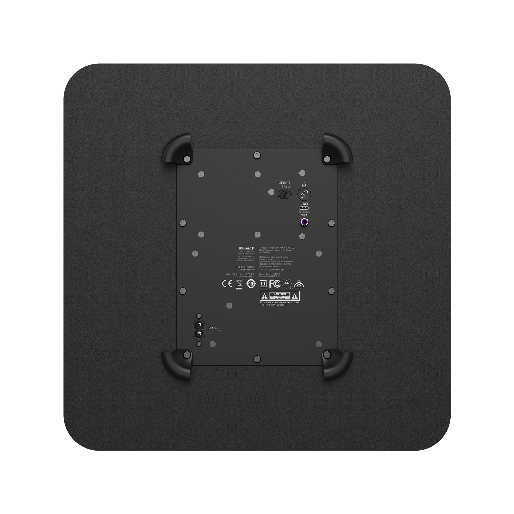 Klipsch Flexus Sub 200 wireless subwoofer in Black, rear panel
