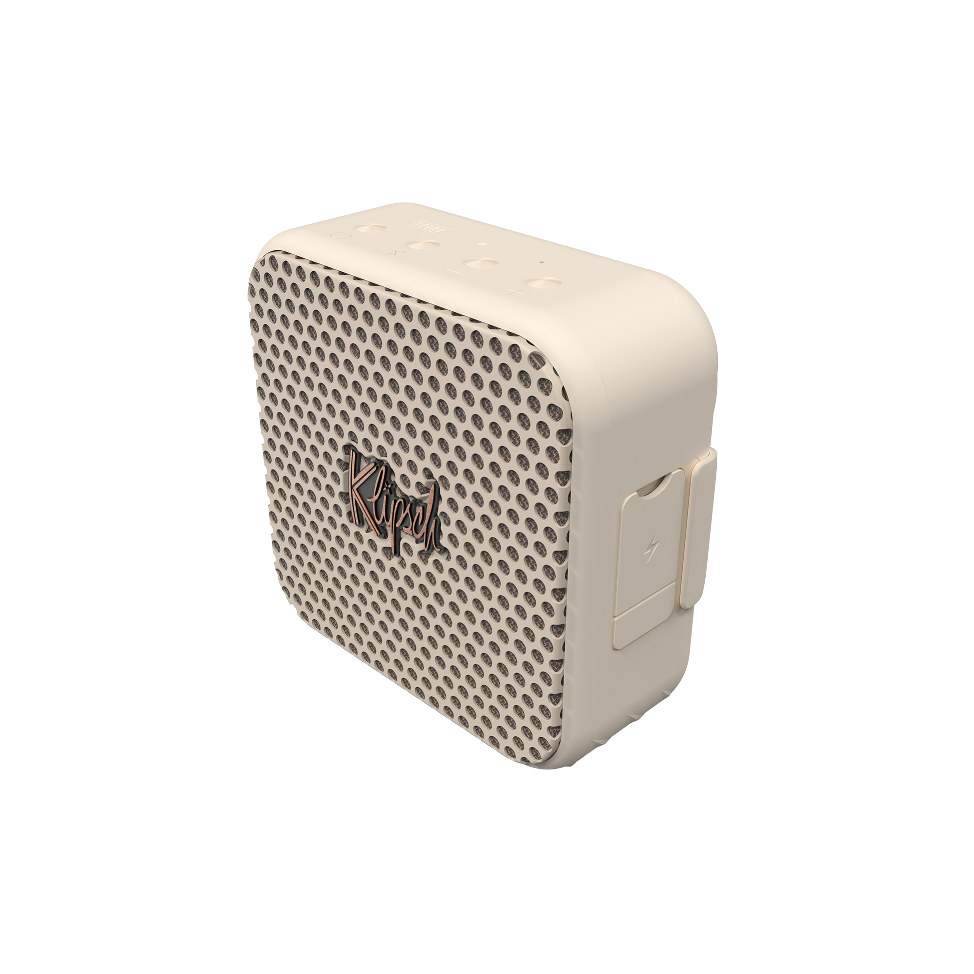 Klipsch Austin portable speaker in cream, front hero angle