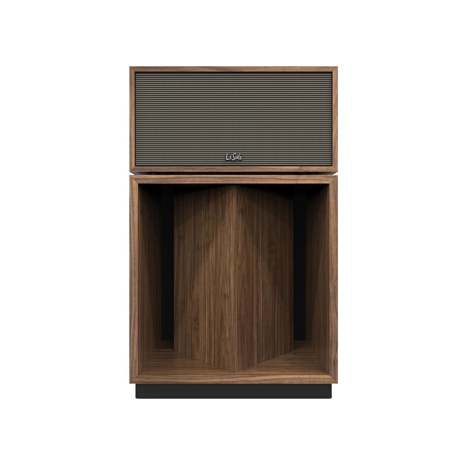 Klipsch La Scala AL6 in American Walnut, front view with grille