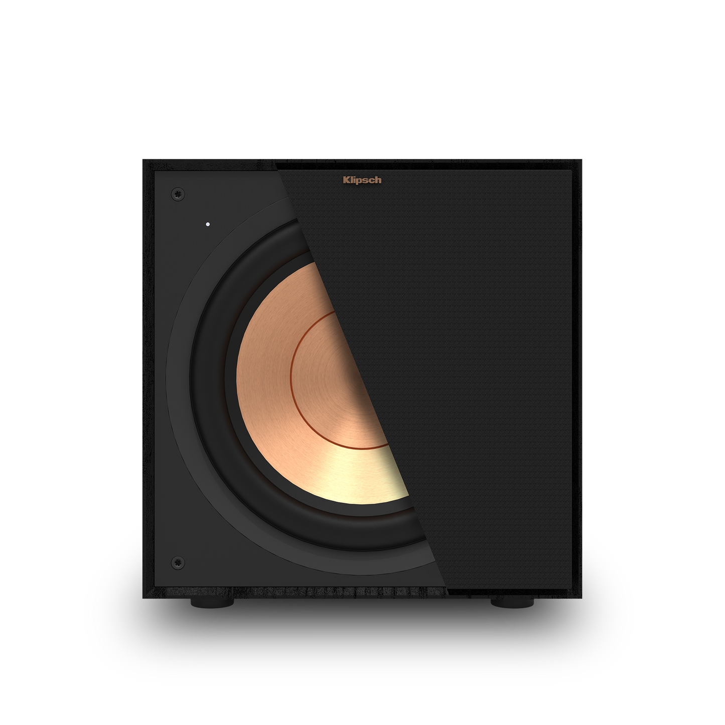 Klipsch R-101SW subwoofer front view showing 10-inch woofer