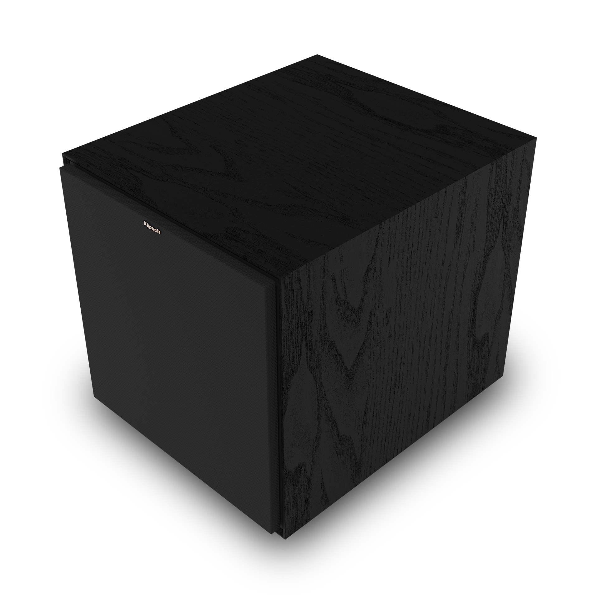 Klipsch R-121SW black subwoofer front angle view
