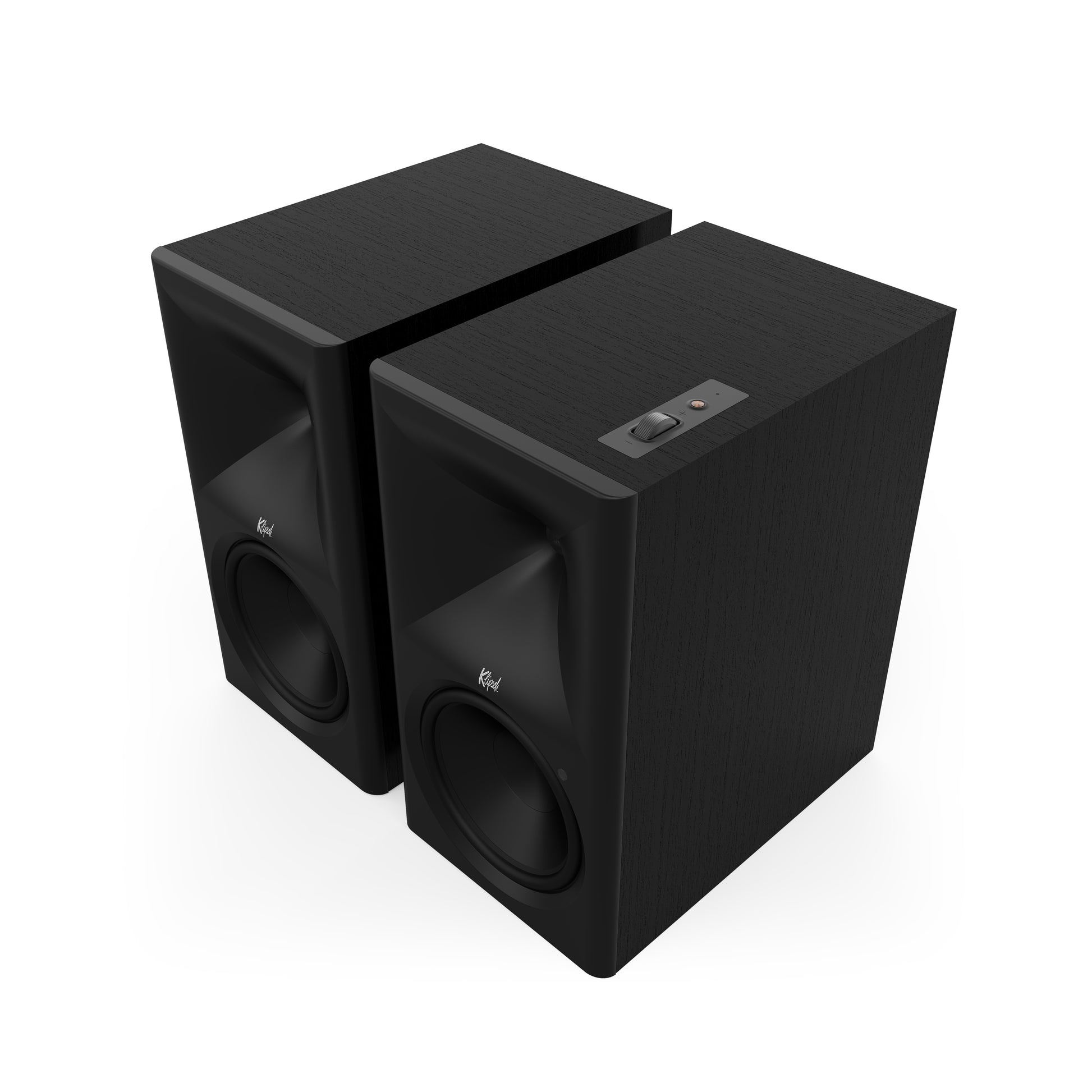 Klipsch The Nines II in Black, angled front view with grille off