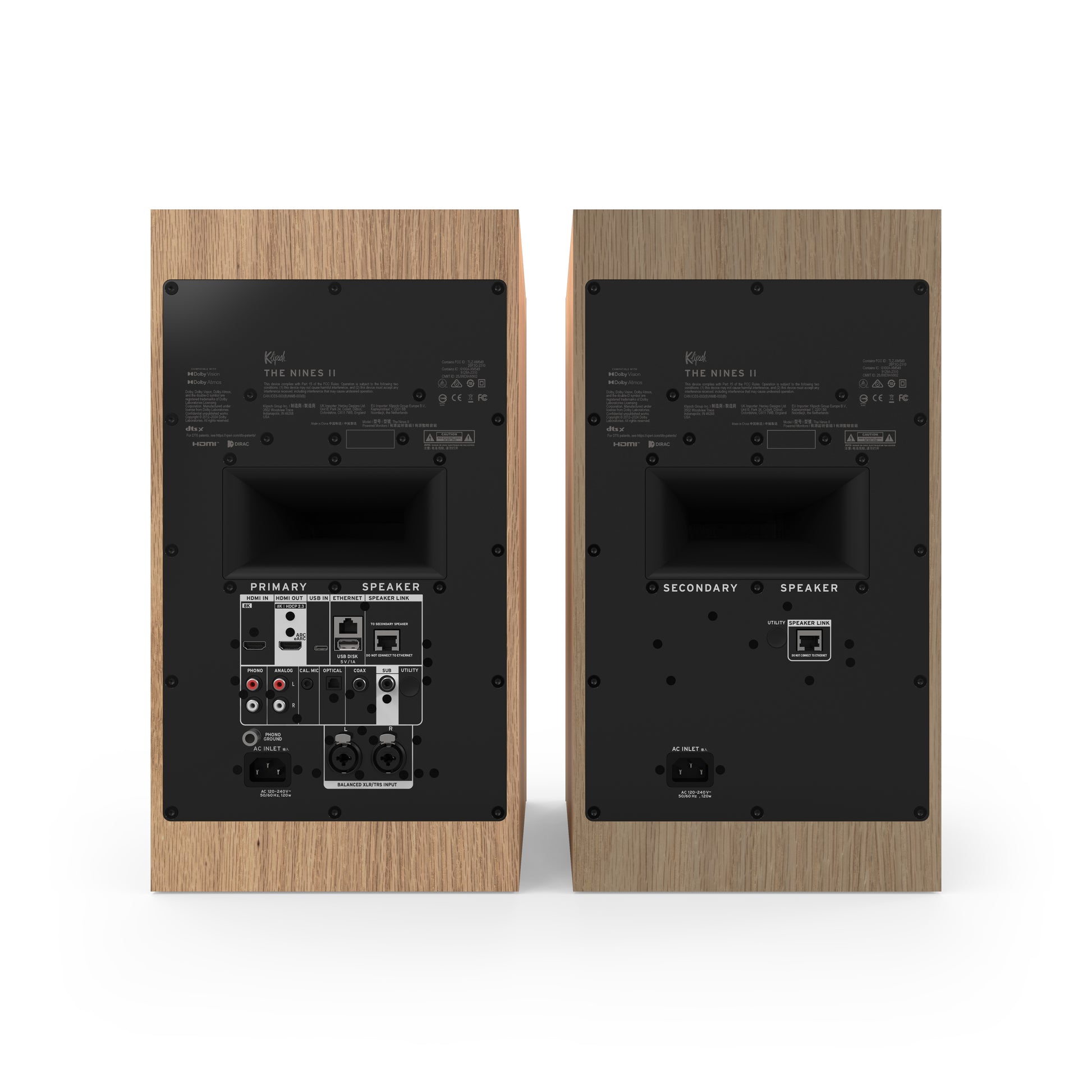 Klipsch The Nines II in Red Oak, rear panel with HDMI 2.1 eARC and inputs