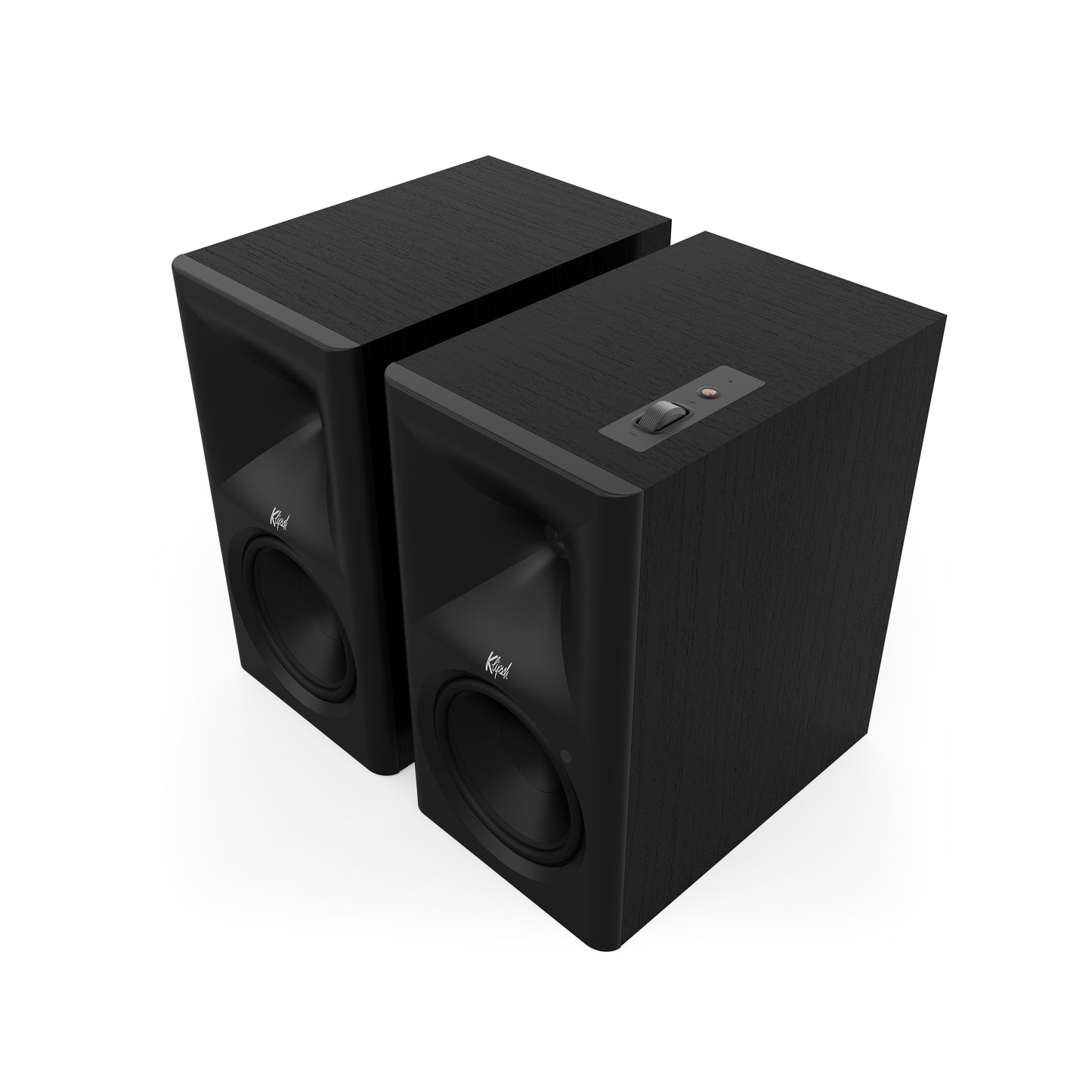 Klipsch The Sevens II in Black, angled front view with grille off