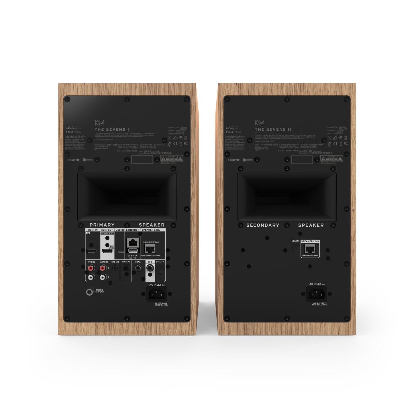 Klipsch The Sevens II in Red Oak, rear panel with HDMI 2.1 eARC and inputs