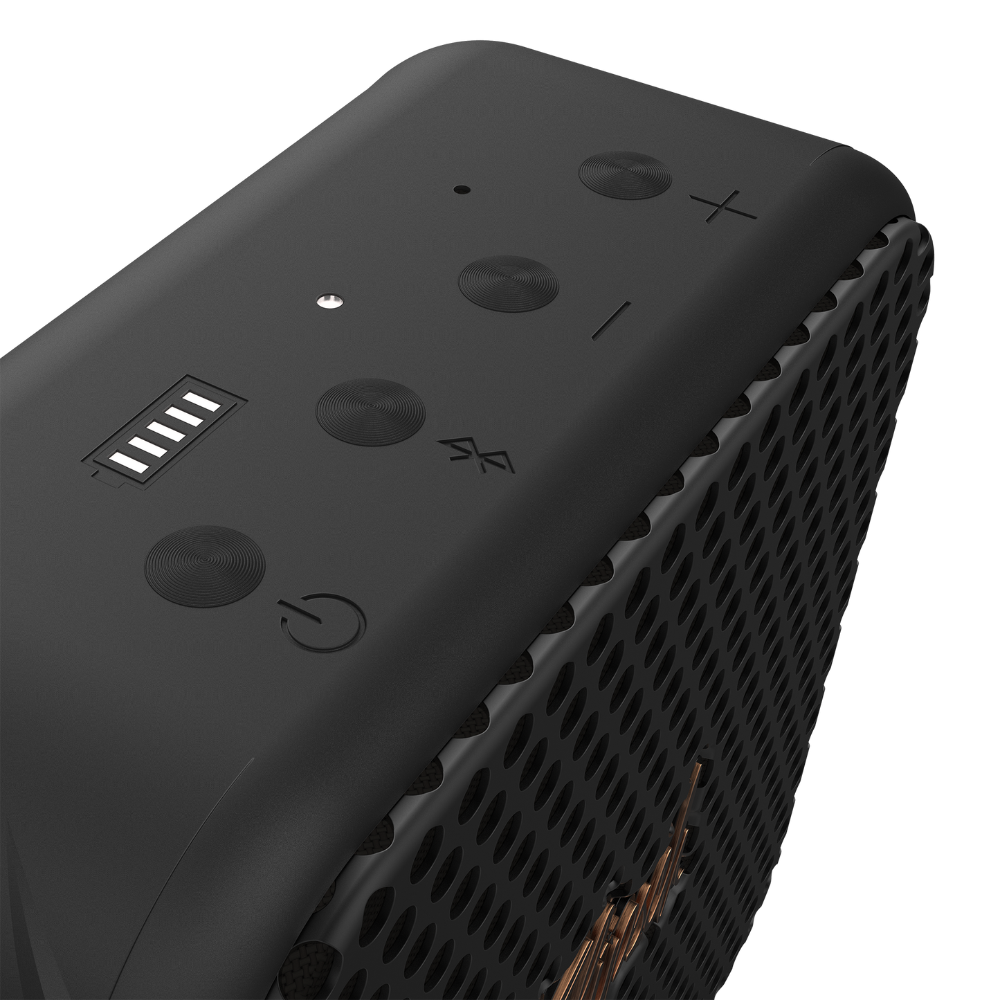 Klipsch Austin portable speaker in Black, control panel detail