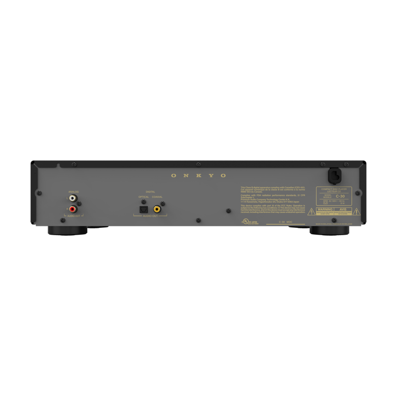 Onkyo Icon C-30 in black, rear panel with RCA, optical and coaxial outputs