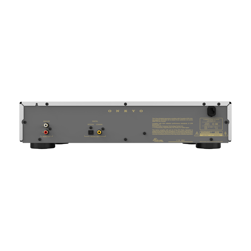 Onkyo Icon C-30 in silver, rear panel with RCA, optical and coaxial outputs