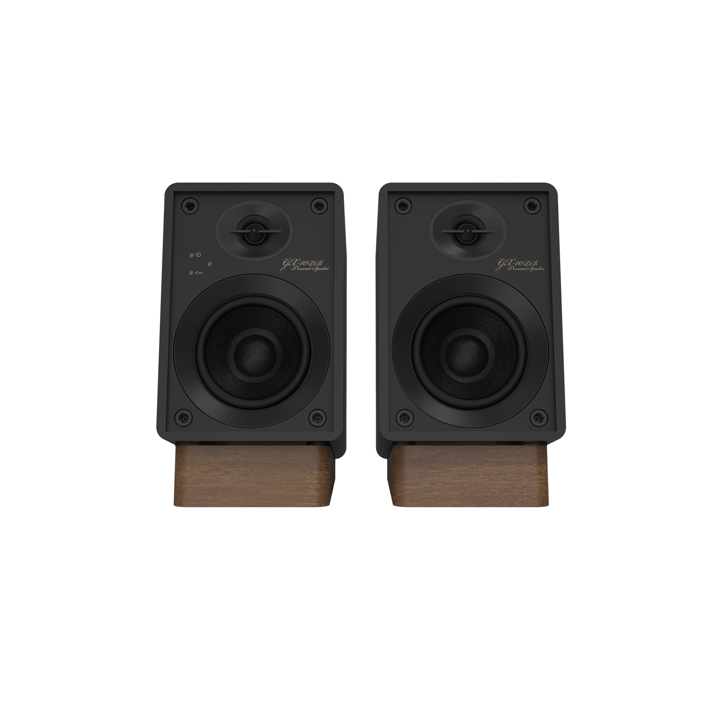 Onkyo GX-10DB powered monitor in Black, front view with grille off showing 3-inch woofer