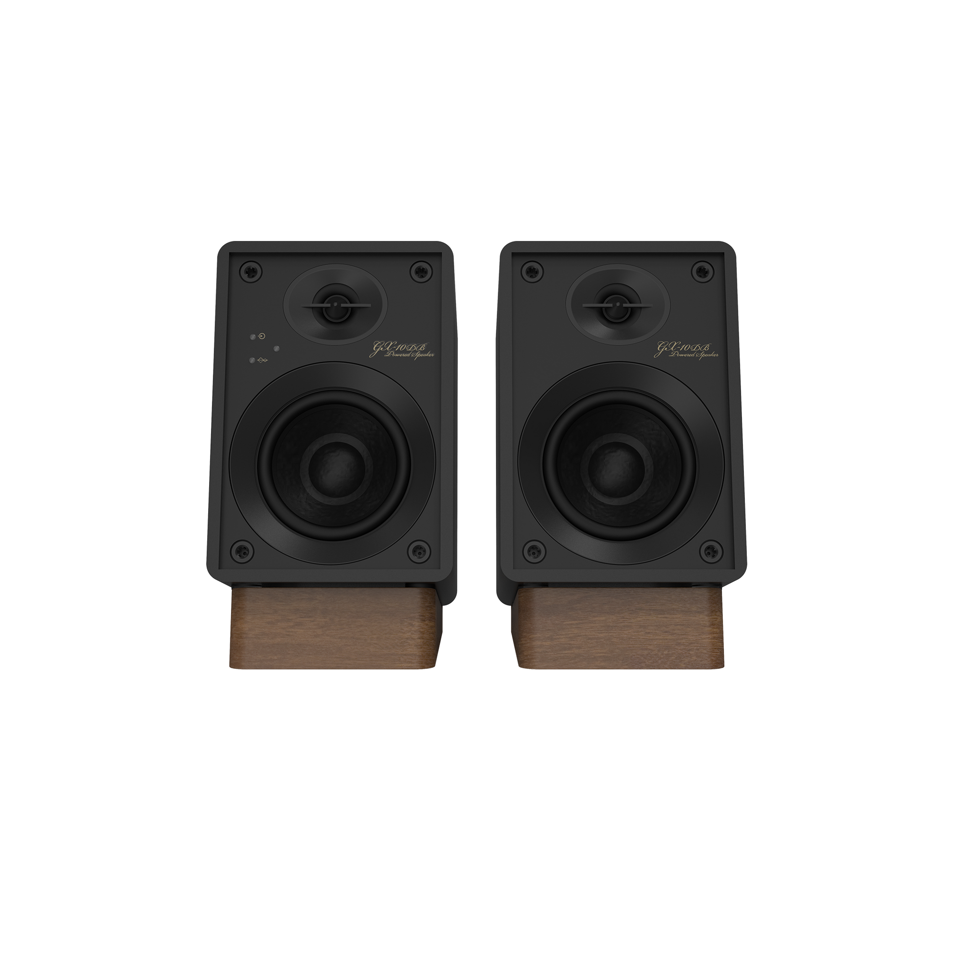 Onkyo GX-10DB powered monitor in Black, front view with grille off showing 3-inch woofer