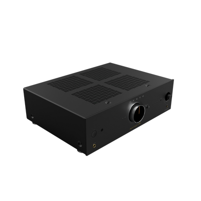 Onkyo A-50 network integrated amplifier in black, front angled hero view