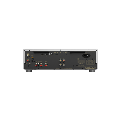 Onkyo A-50 in silver, rear panel showing inputs and speaker terminals