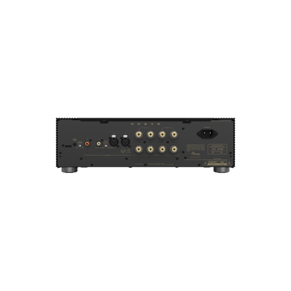 Onkyo M-80 in black, rear panel showing speaker terminals and inputs