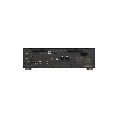 Onkyo P-80 in black, rear panel showing inputs and outputs
