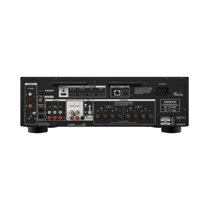 Onkyo TX-8470 stereo receiver in black, rear panel connections