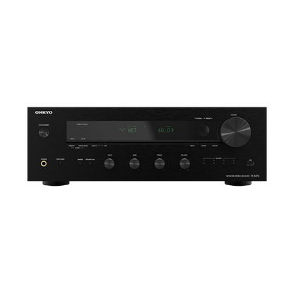 Onkyo TX-8470 stereo receiver in black, front panel view