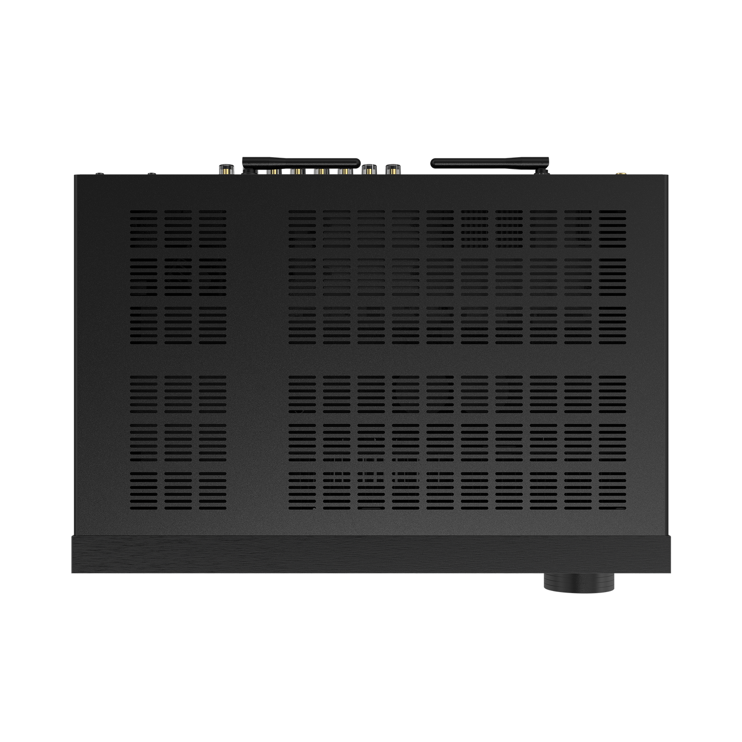 Onkyo TX-8470 stereo receiver in black, top view