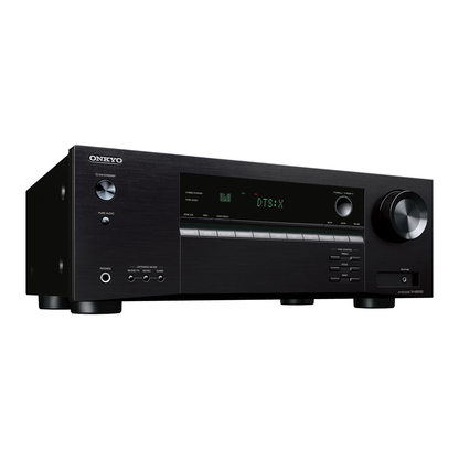 Onkyo TX-NR5100 AV receiver in black, right front angle