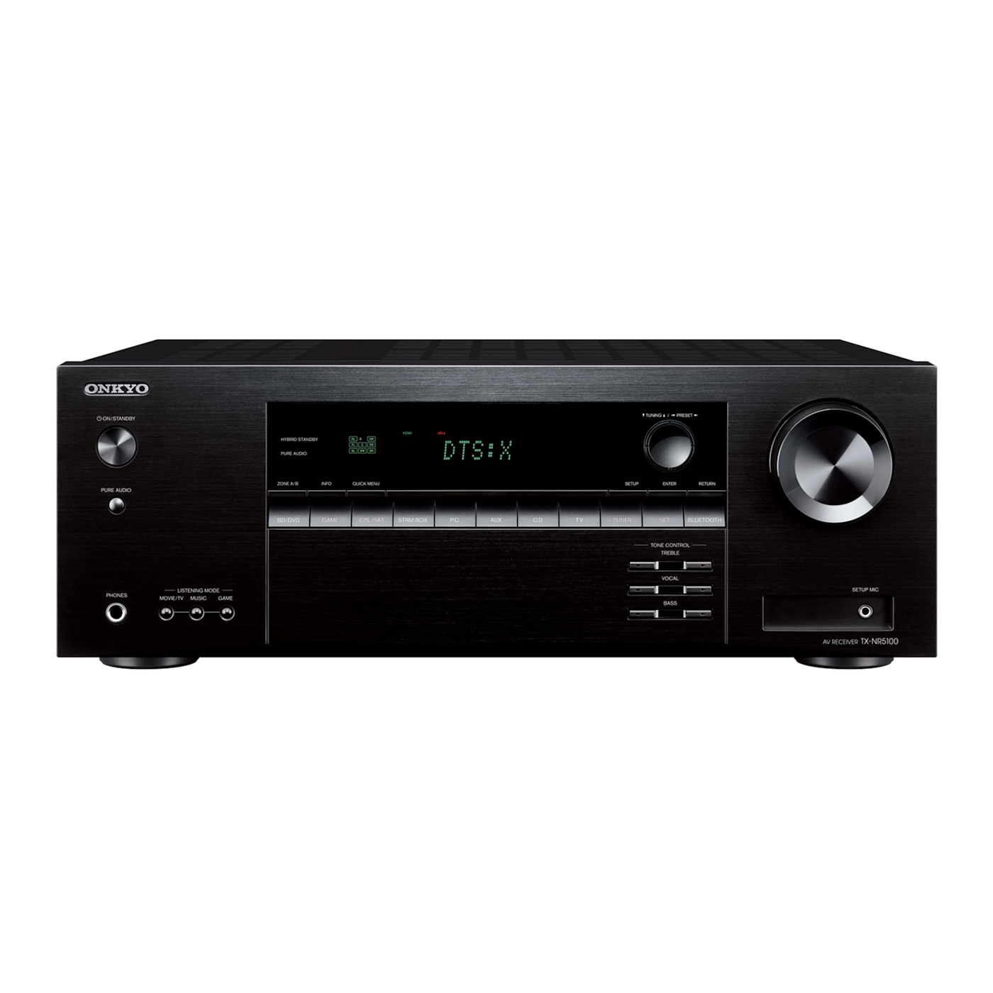 Onkyo TX-NR5100 AV receiver in black, front panel view