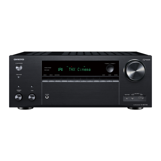 Onkyo TX-NR7100 AV receiver in black, front panel view