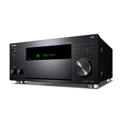 Onkyo TX-RZ50 AV receiver in black, left front angle