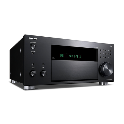 Onkyo TX-RZ50 AV receiver in black, right front angle