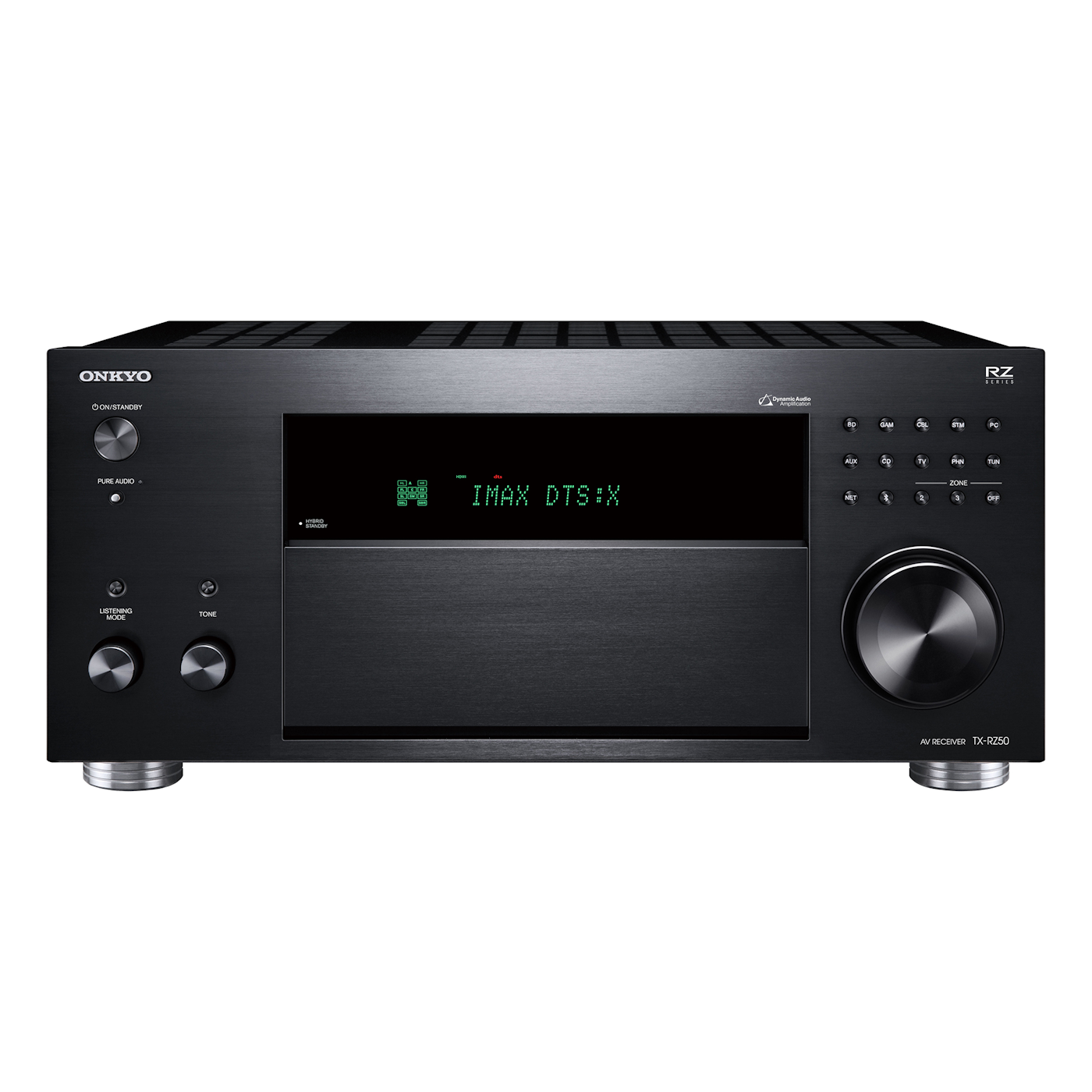 Onkyo TX-RZ50 AV receiver in black, front panel view