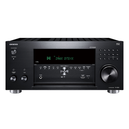 Onkyo TX-RZ50 AV receiver in black, front panel with flap open